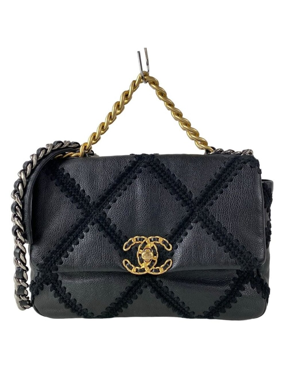 Chanel Shoulder Bag Chanel 19 Black 2-Way Chain Braided Stitch Leather